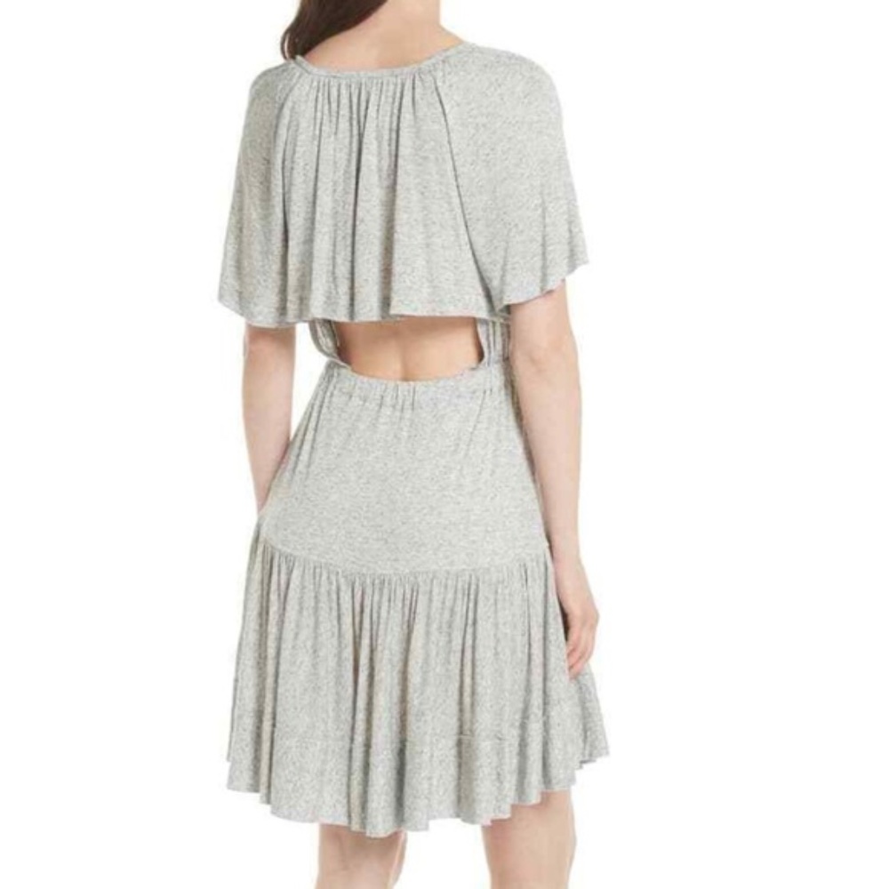 Rebecca Taylor Grey Ruffle Open Back Dress